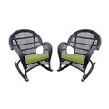 Propation W00208-R-4-FS029-CS Espresso Wicker Rocker Chair with Green Cushion PR1363940